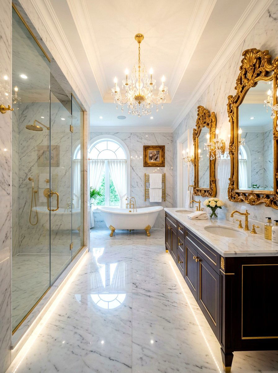 Luxury marble bathroom light - 30 toe kick bathroom lighting ideas