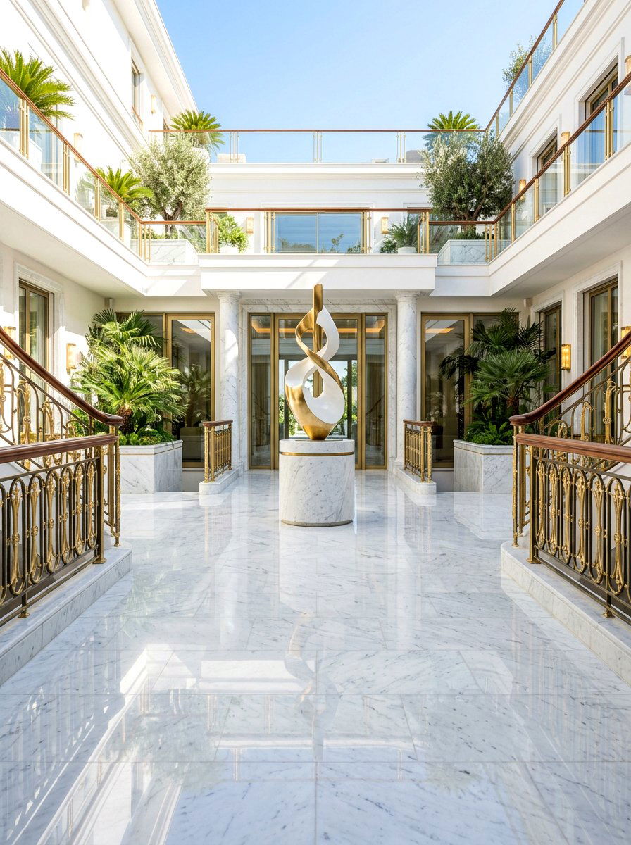 Luxury marble courtyard entrance - 30 courtyard house entry ideas