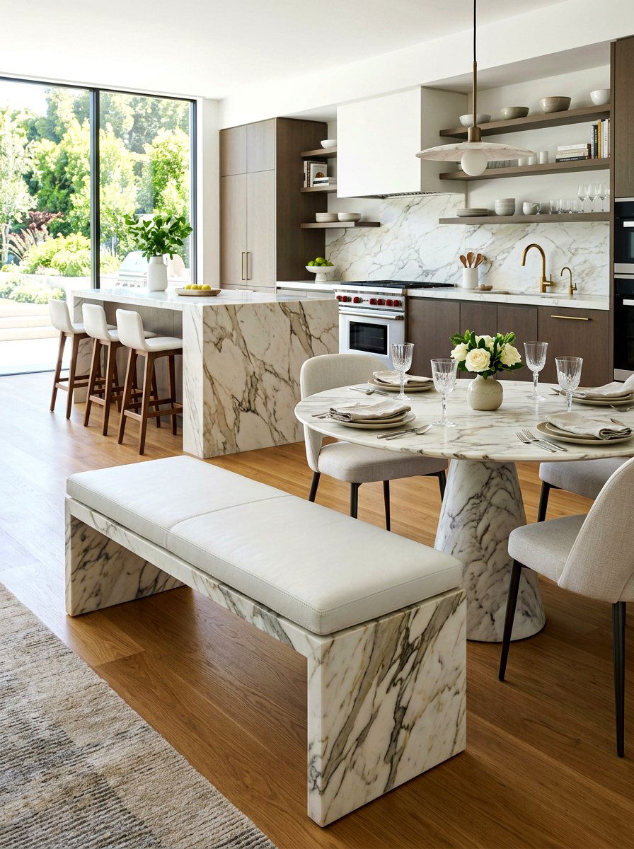 Luxury marble dining bench - 30 built in dining bench ideas