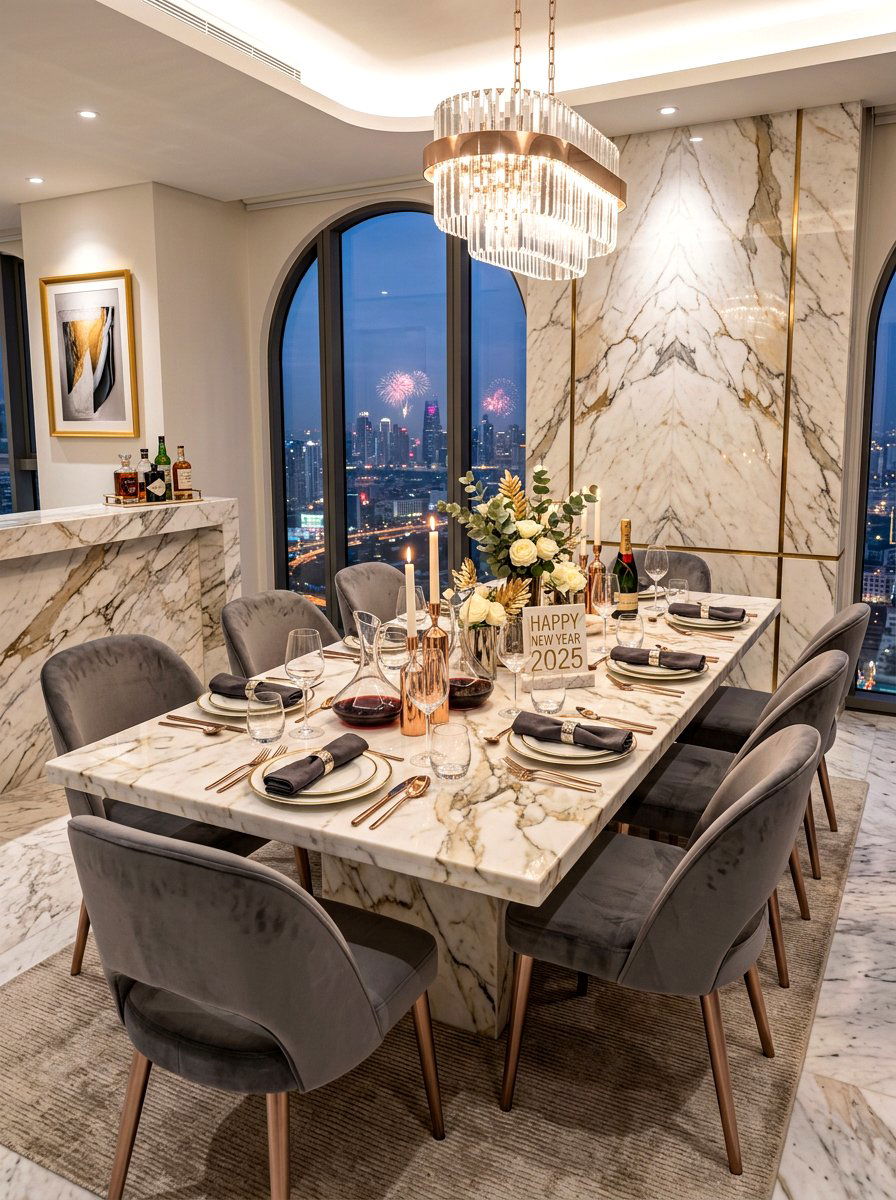 Luxury marble dining room - 30 New Year dining room ideas