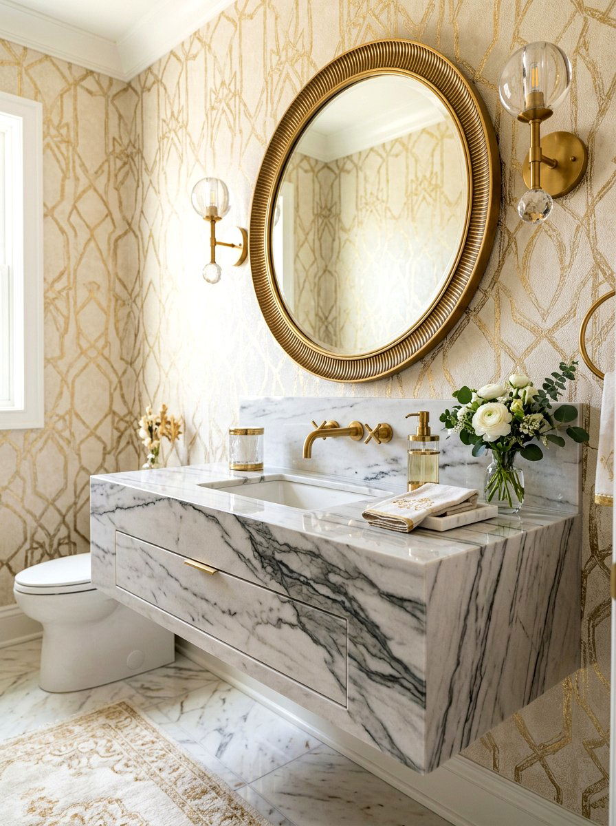 Luxury marble floating drawer - 30 floating drawer ideas