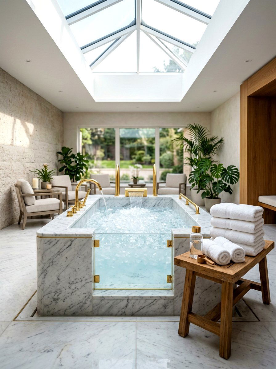 Luxury marble ice bath - 30 cold plunge bath ideas