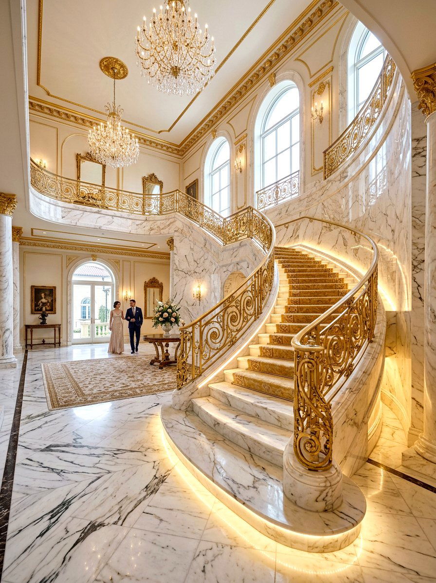 Luxury marble staircase wash lights - 30 statement staircase lighting ideas