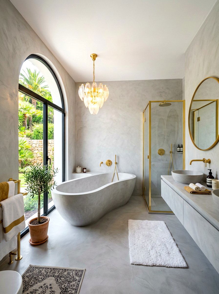 Luxury microcement bathroom suite - 30 microcement bathroom ideas