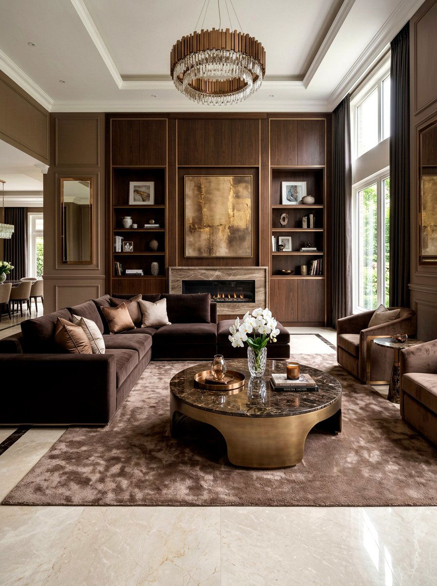 Luxury mocha living room - 30 monochrome mocha living room ideas