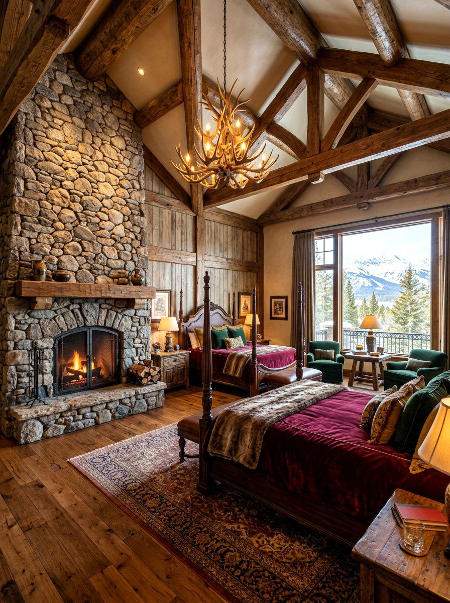 Luxury mountain lodge bedroom - 30 mountain cabin bedroom ideas