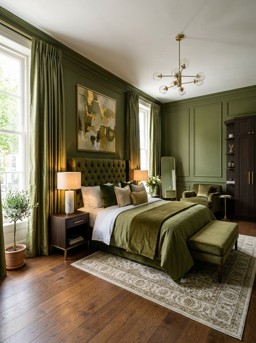 Luxury olive green bedroom - 30 olive green bedroom ideas