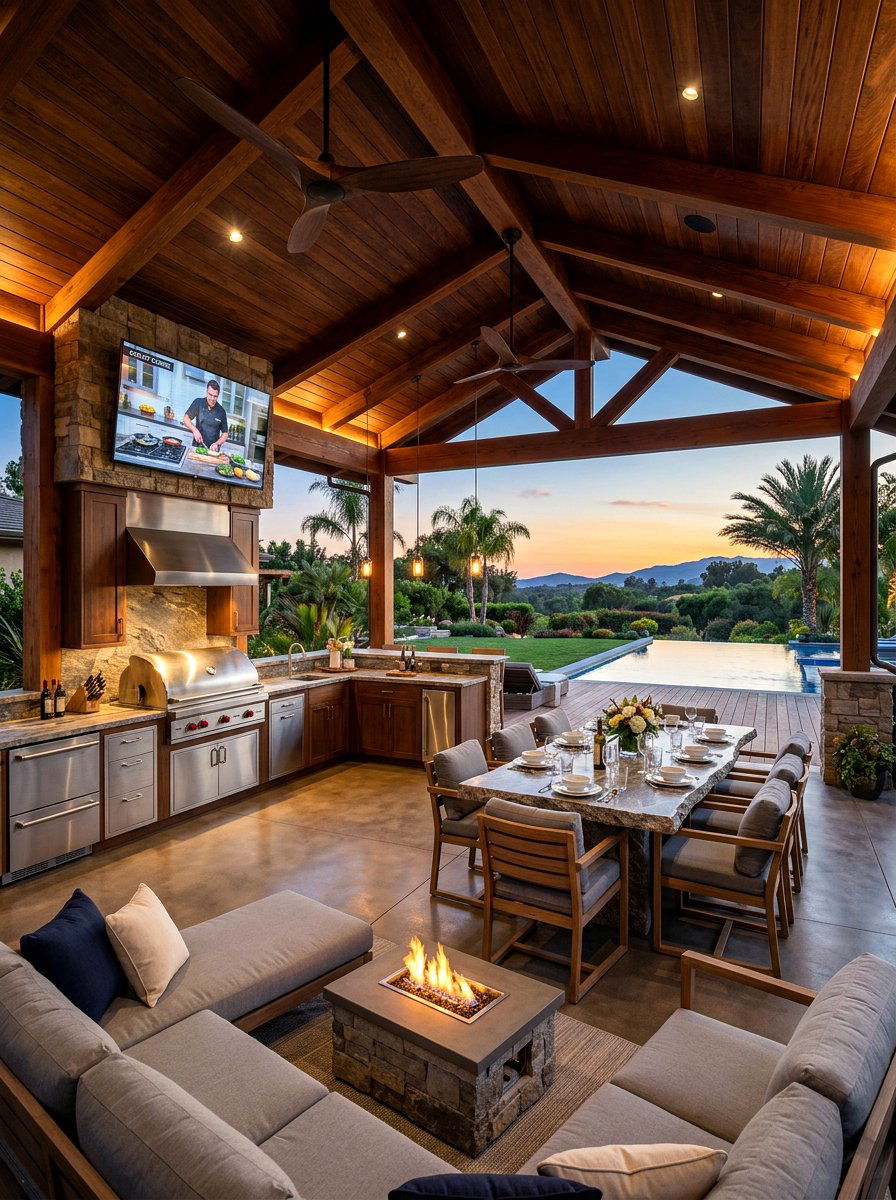 Luxury pavilion kitchen - 30 family BBQ patio ideas
