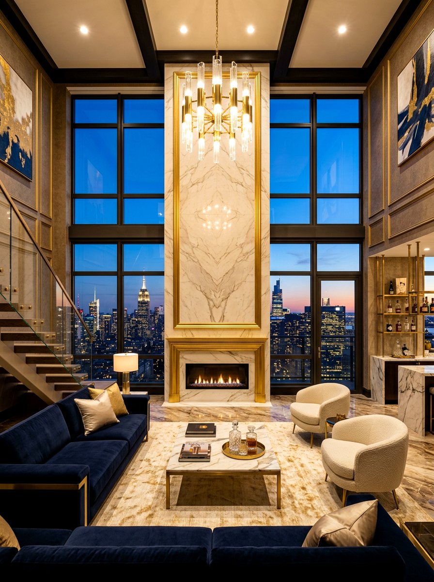 Luxury penthouse loft living - 30 loft living room ideas