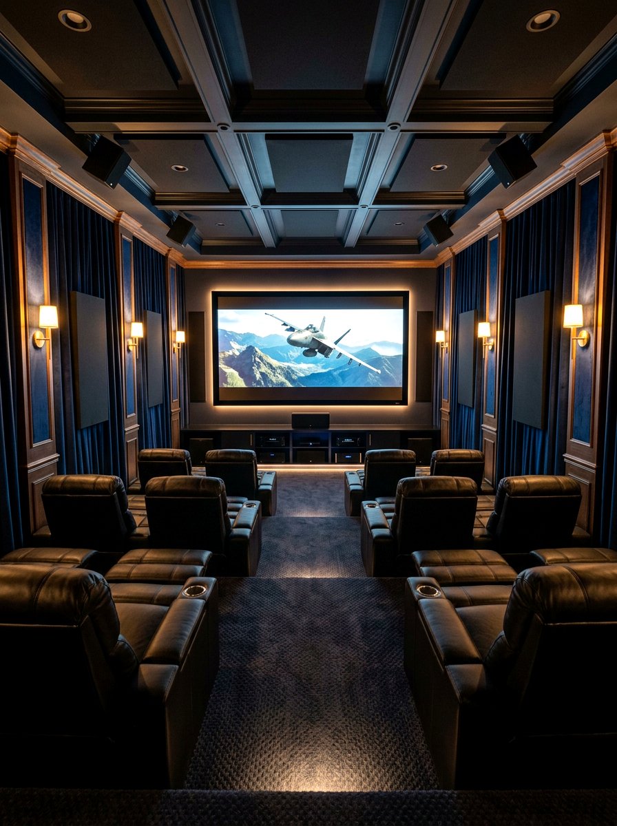 Luxury velvet home cinema - 30 projector room ideas