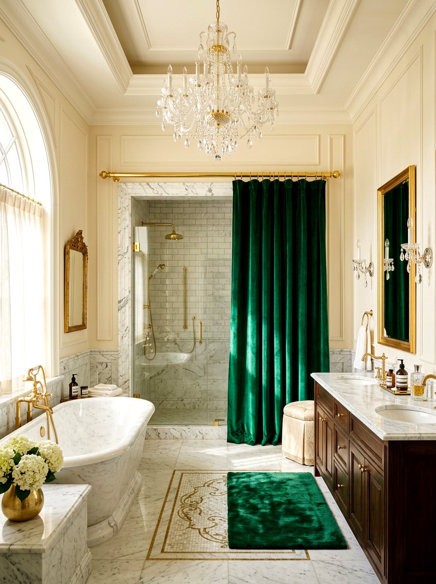 Luxury velvet shower curtain - 30 shower curtain bathroom ideas