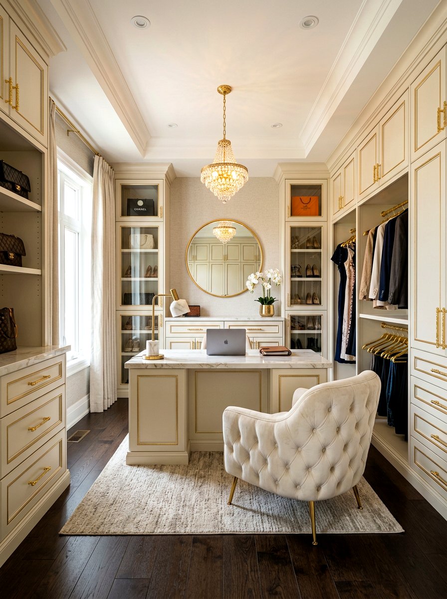 Luxury walk in office - 30 desk in closet ideas aesthetic