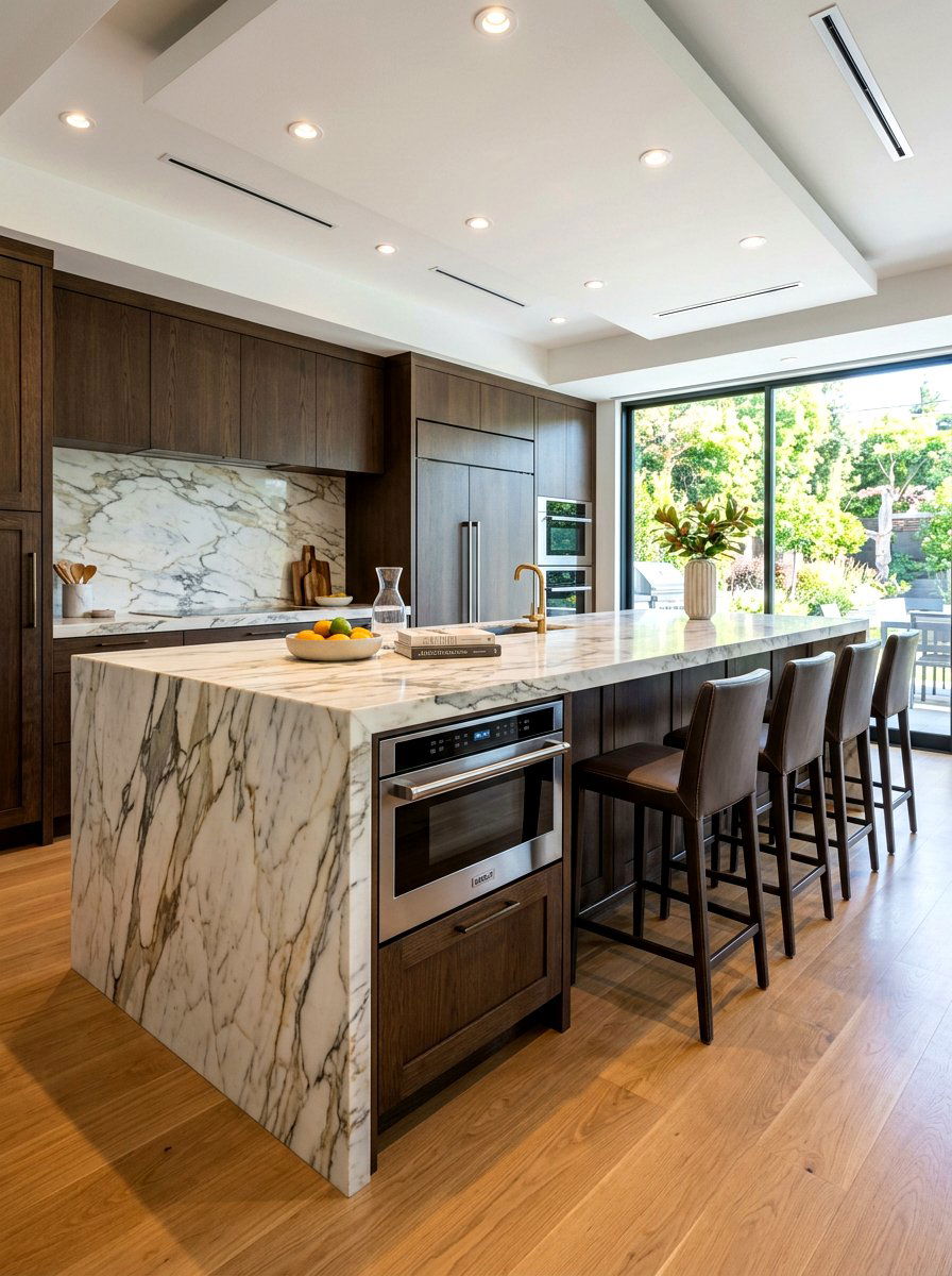 Luxury waterfall island - 30 drawer microwave ideas