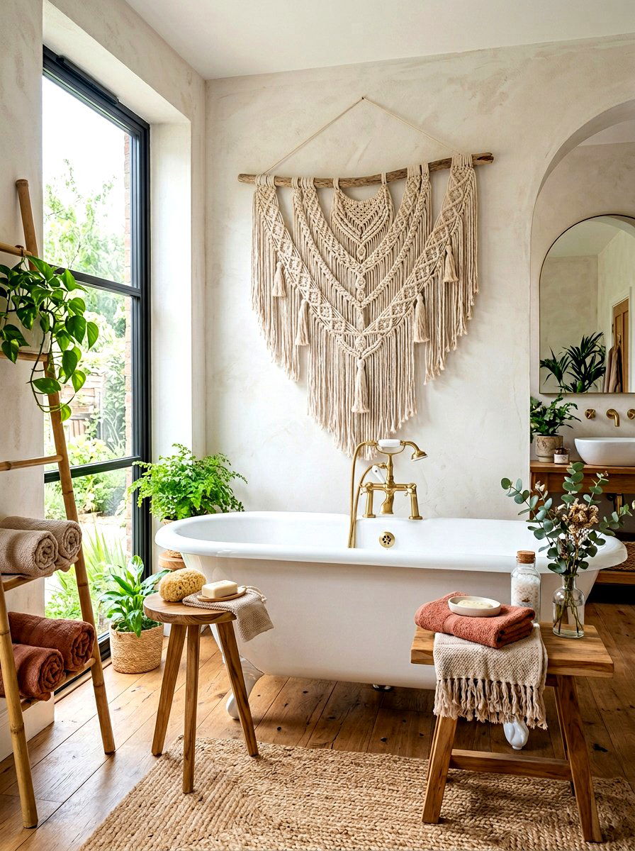 Macrame Bathroom Decor - 30 boho bathroom ideas