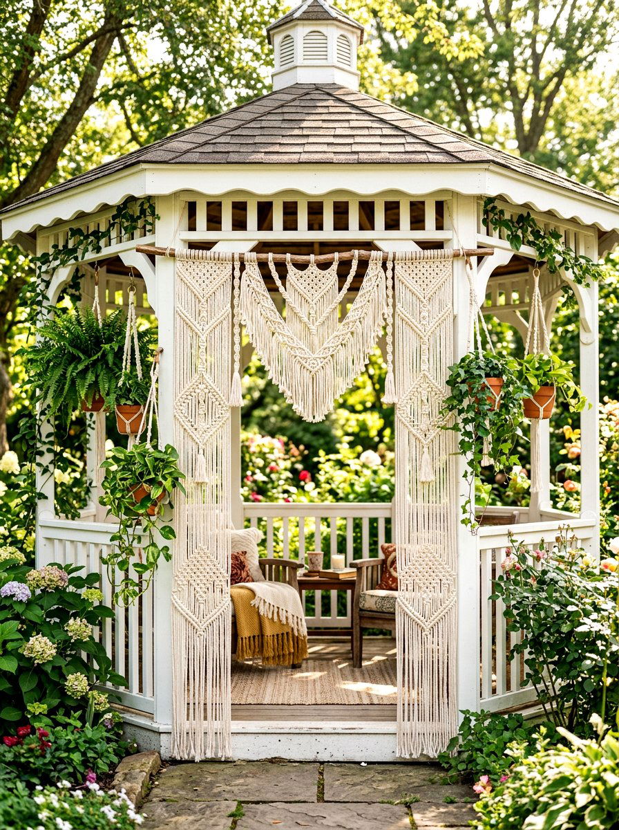 Macrame Boho Curtain - 30 gazebo curtain ideas
