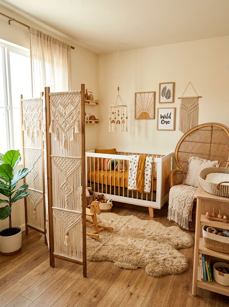 Macrame Folding Screen - 30 folding screen ideas