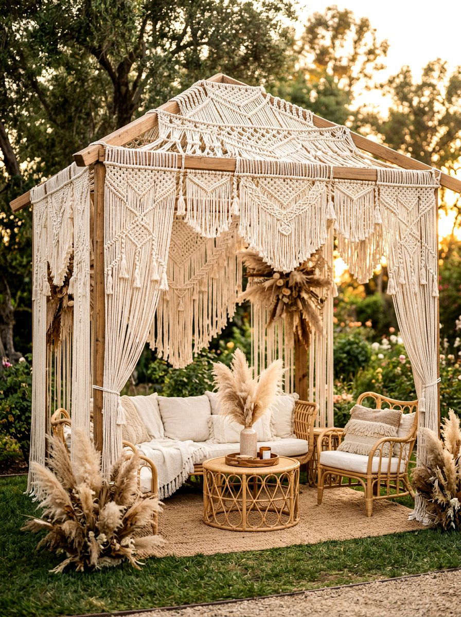 Macrame Gazebo - 30 backyard wedding gazebo ideas