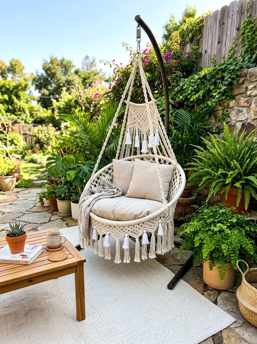Macrame Hanging Chair Patio - 30 hanging chair patio ideas