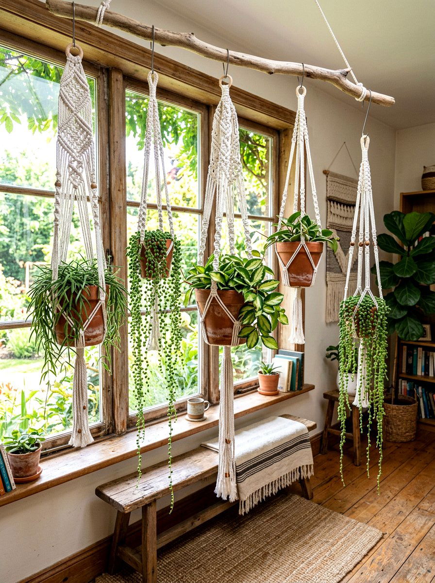 Macrame Hanging Garden - 30 vertical garden ideas