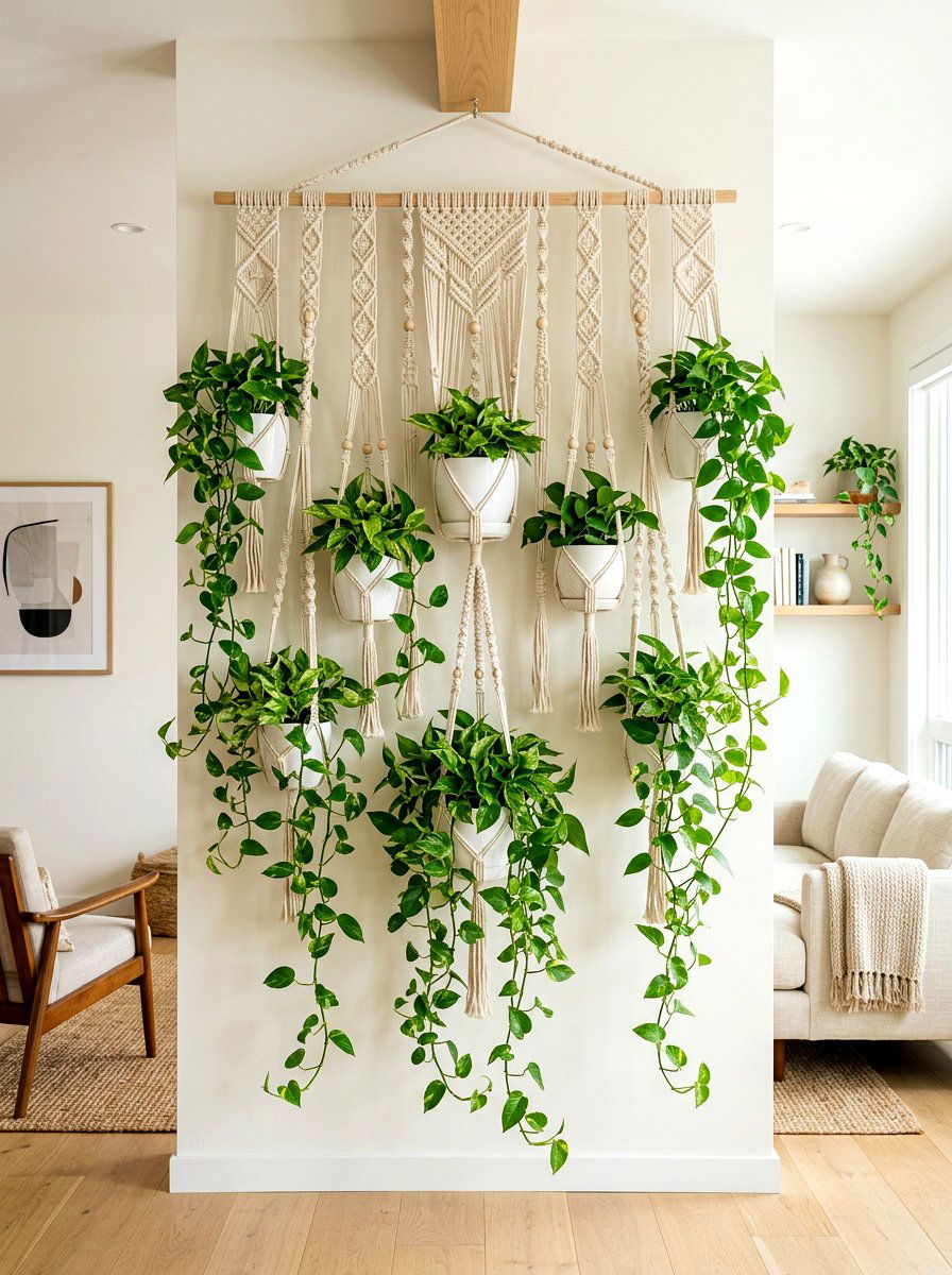 Macrame Hanging Wall Garden - 30 hanging wall garden ideas