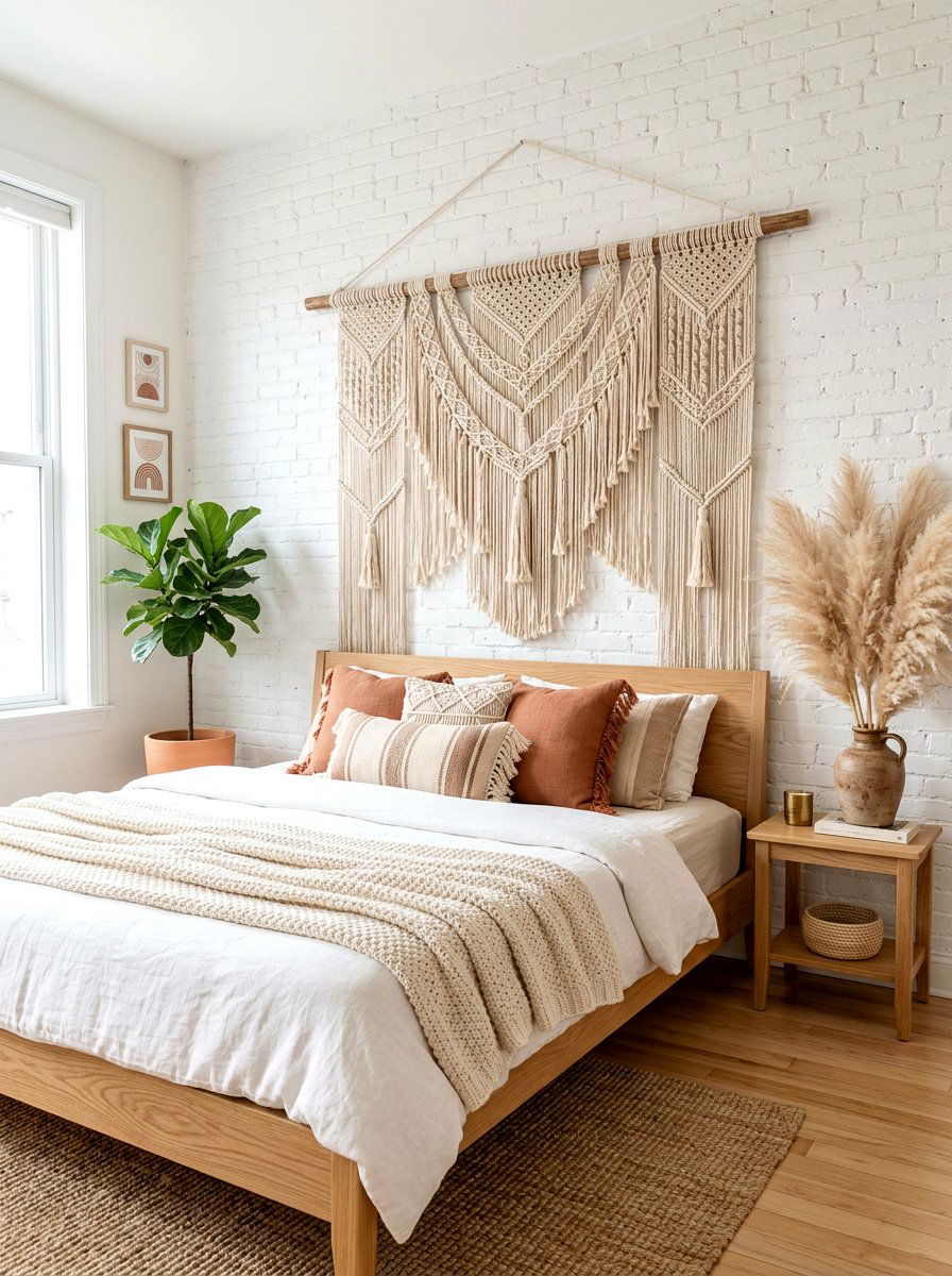Macrame Lace Headboard - 30 lace bedroom decor ideas