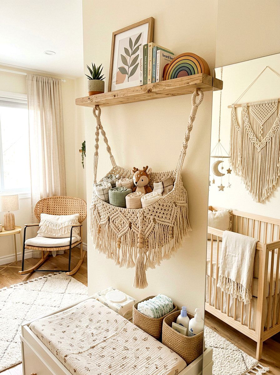 Macrame Nursery Storage Basket - 30 nursery storage basket ideas