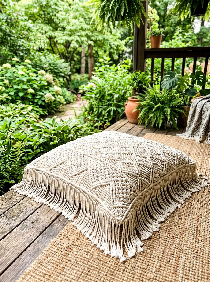 Macrame Outdoor Floor Pillow - 30 outdoor floor pillow ideas aesthetic