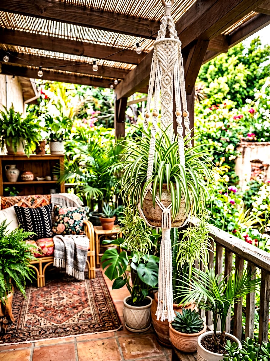 Macrame Plant Hanger - 30 outdoor vertical garden ideas