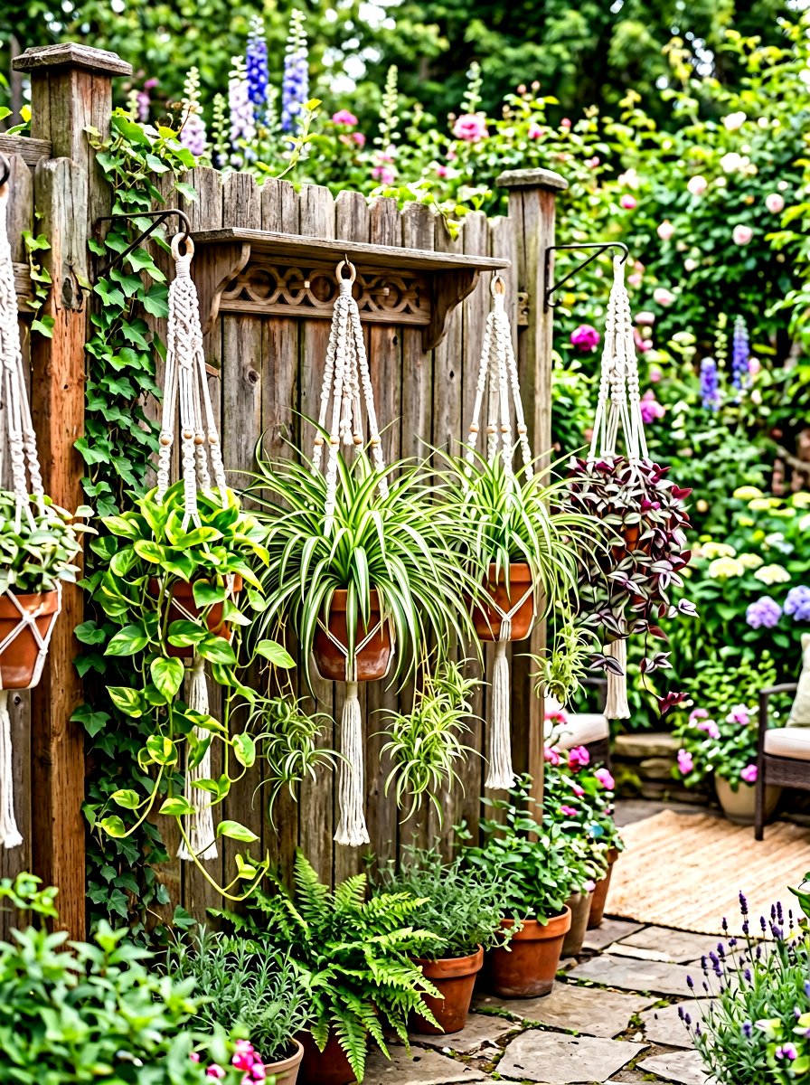 Macrame Plant Hanger - 30 fence planter ideas