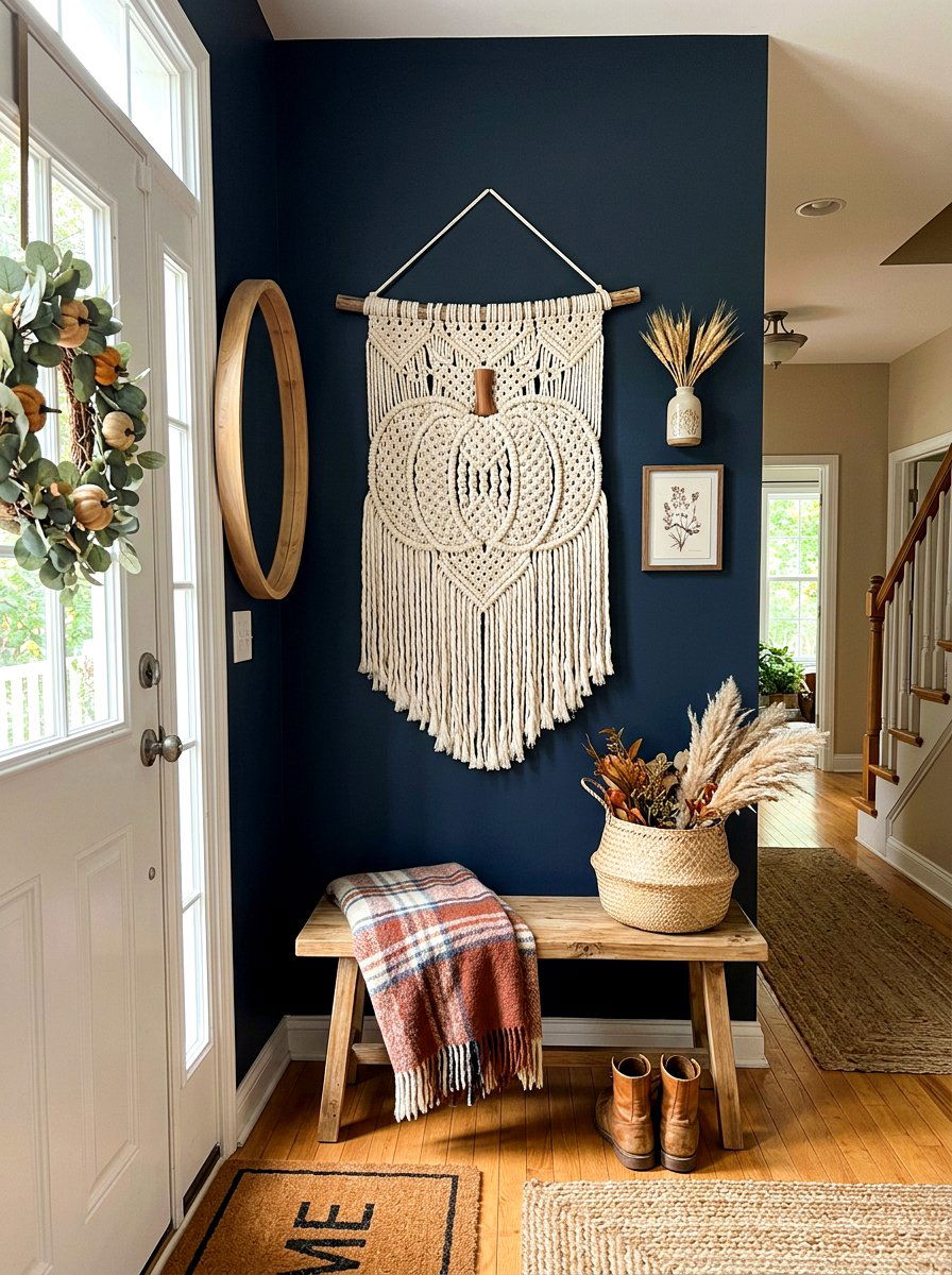 Macrame Pumpkin Wall - 30 pumpkin without pumpkins decor ideas