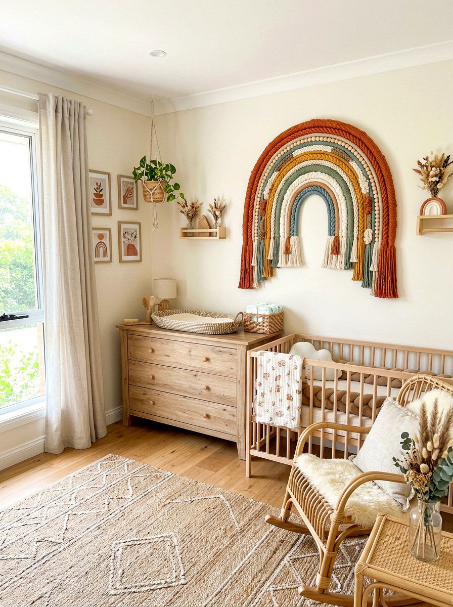 Macrame Rainbow Wall Hanging - 30 rainbow nursery ideas