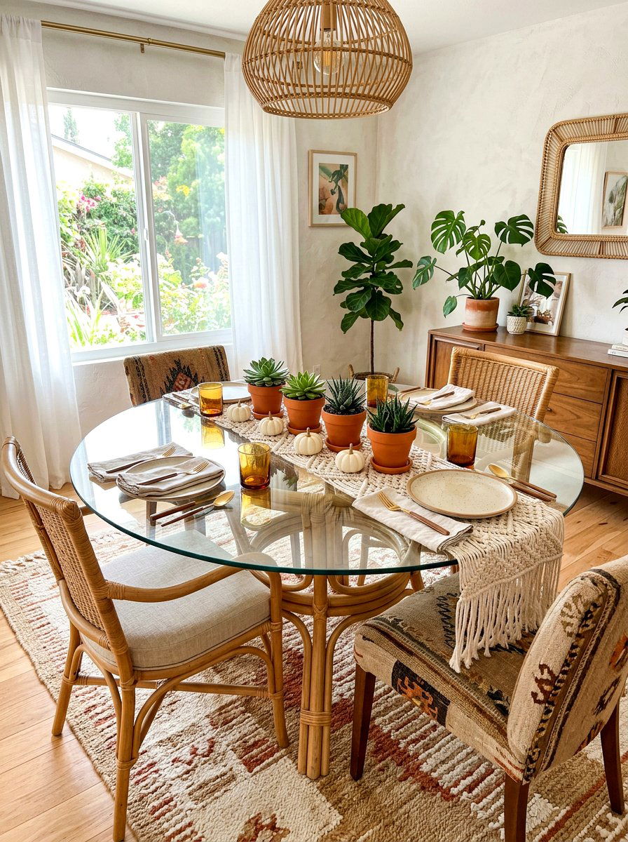 Macrame Table Runner - 30 fall harvest table ideas