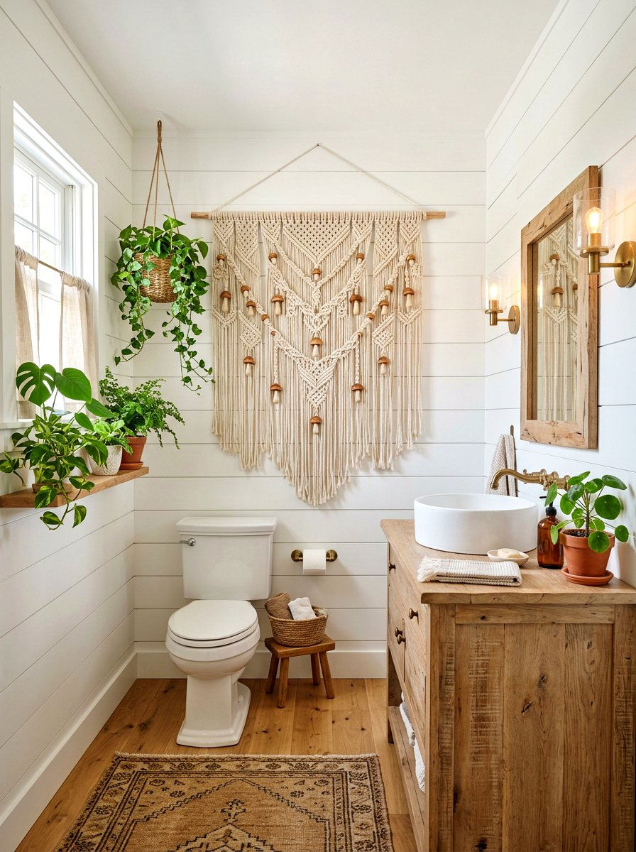 Macrame Wall Hanging - 30 mushroom powder room ideas