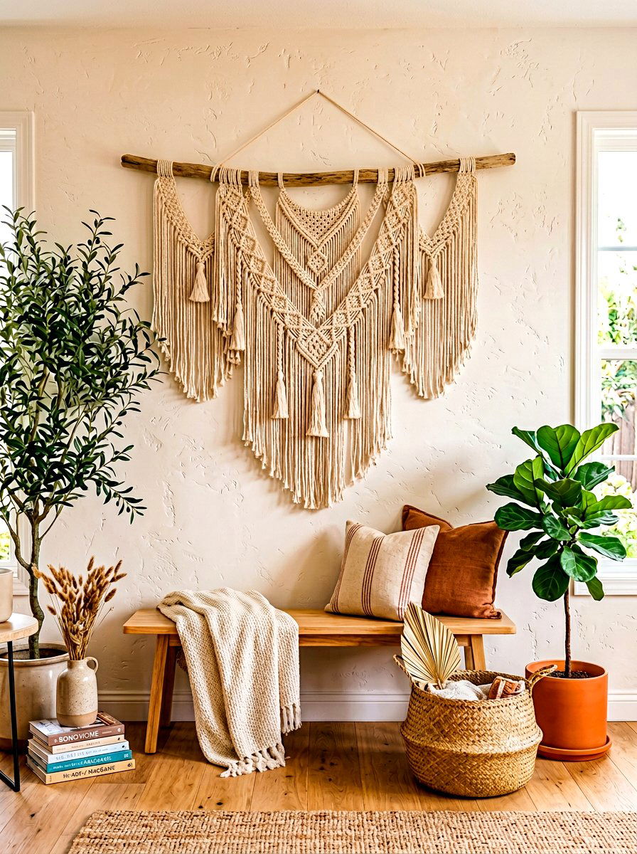 Macrame Wall Hanging - 30 entryway wall decor ideas