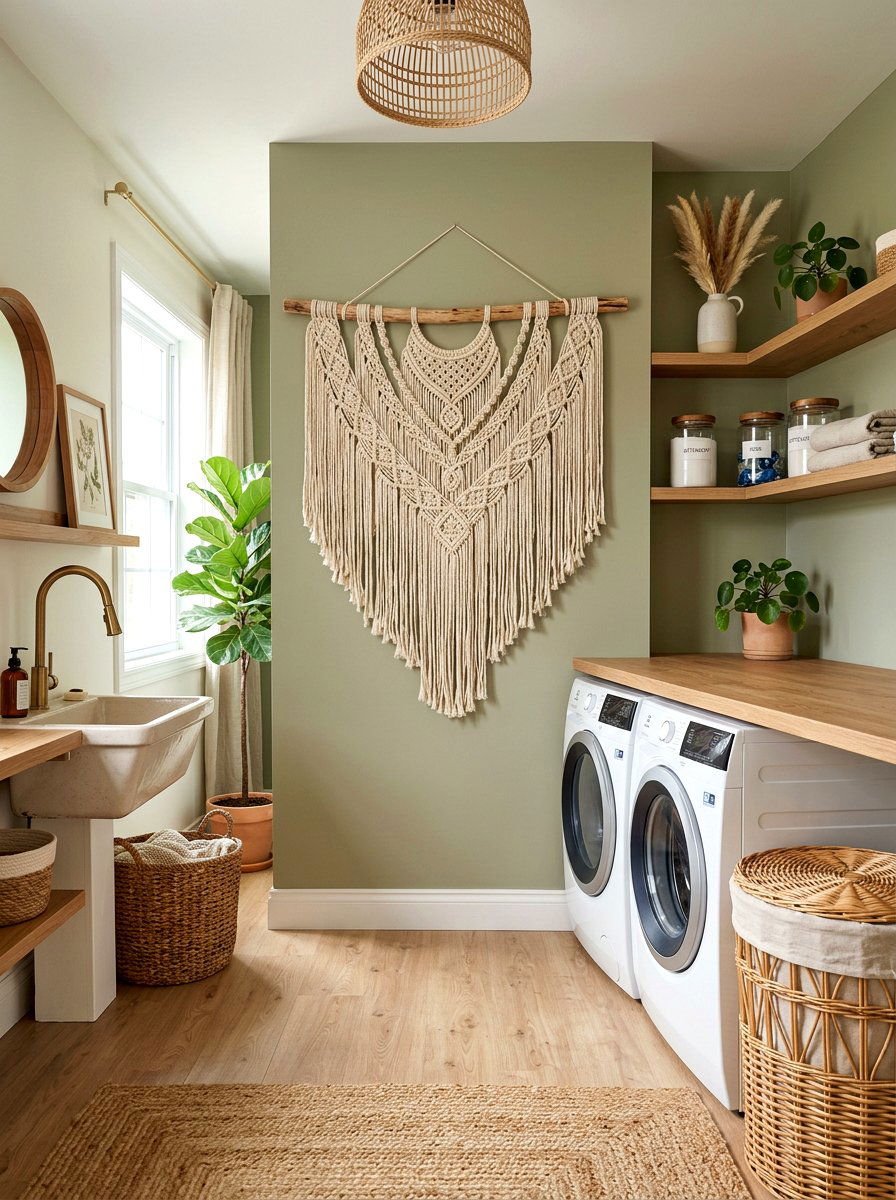 Macrame Wall Hanging - 30 laundry room wall decor ideas