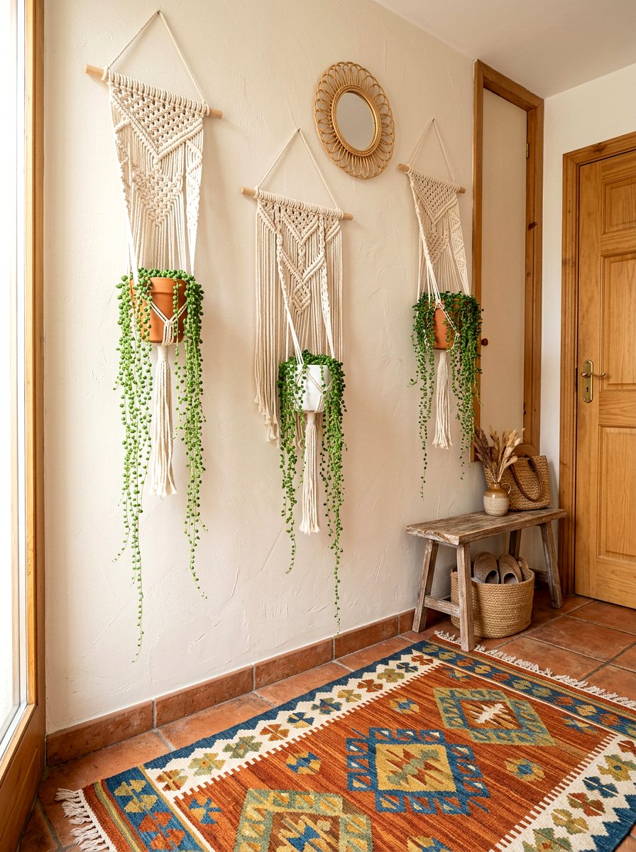 Macrame Wall Hanging Planter - 30 wall planter entryway ideas