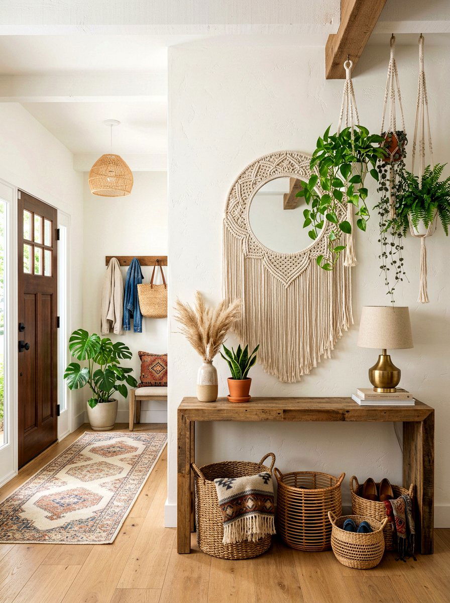 Macrame Wall Mirror - 30 foyer mirror wall ideas