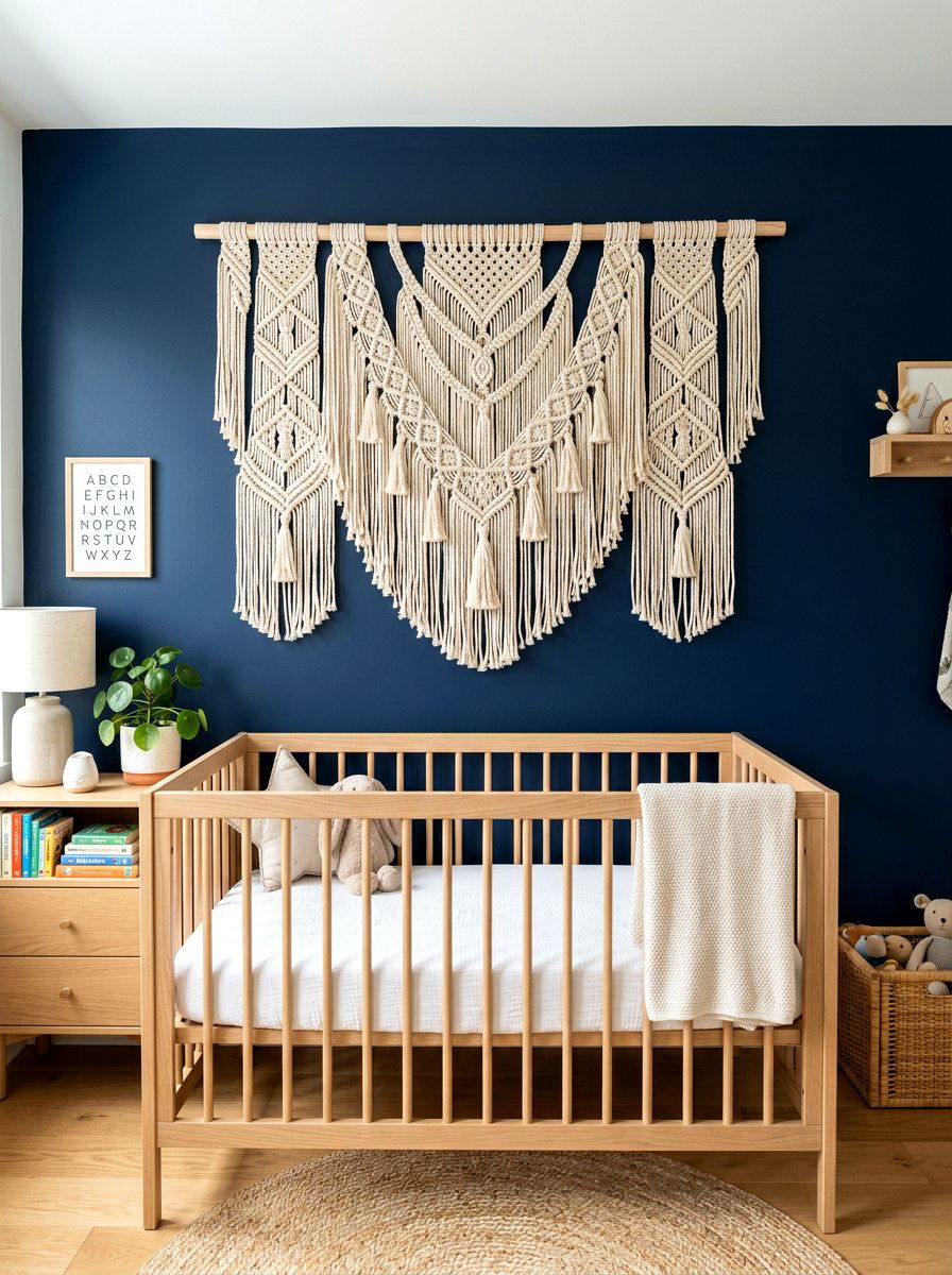 Macrame nursery wall hanging - 30 nursery corner ideas