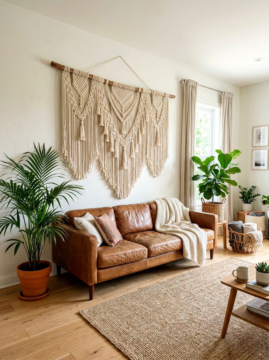 Macrame wall decor - 30 seventies living room ideas