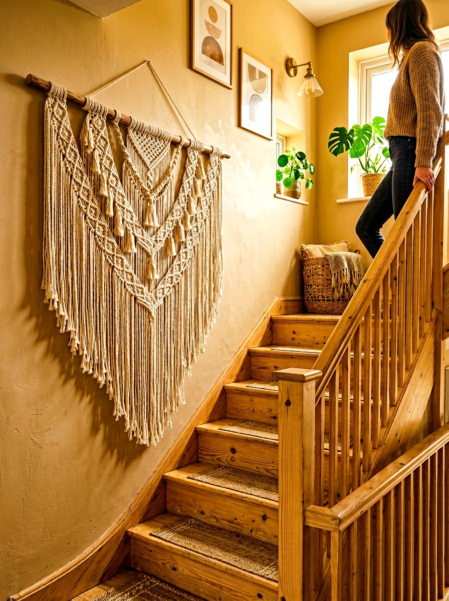 Macrame wall hanging - 30 staircase wall ideas