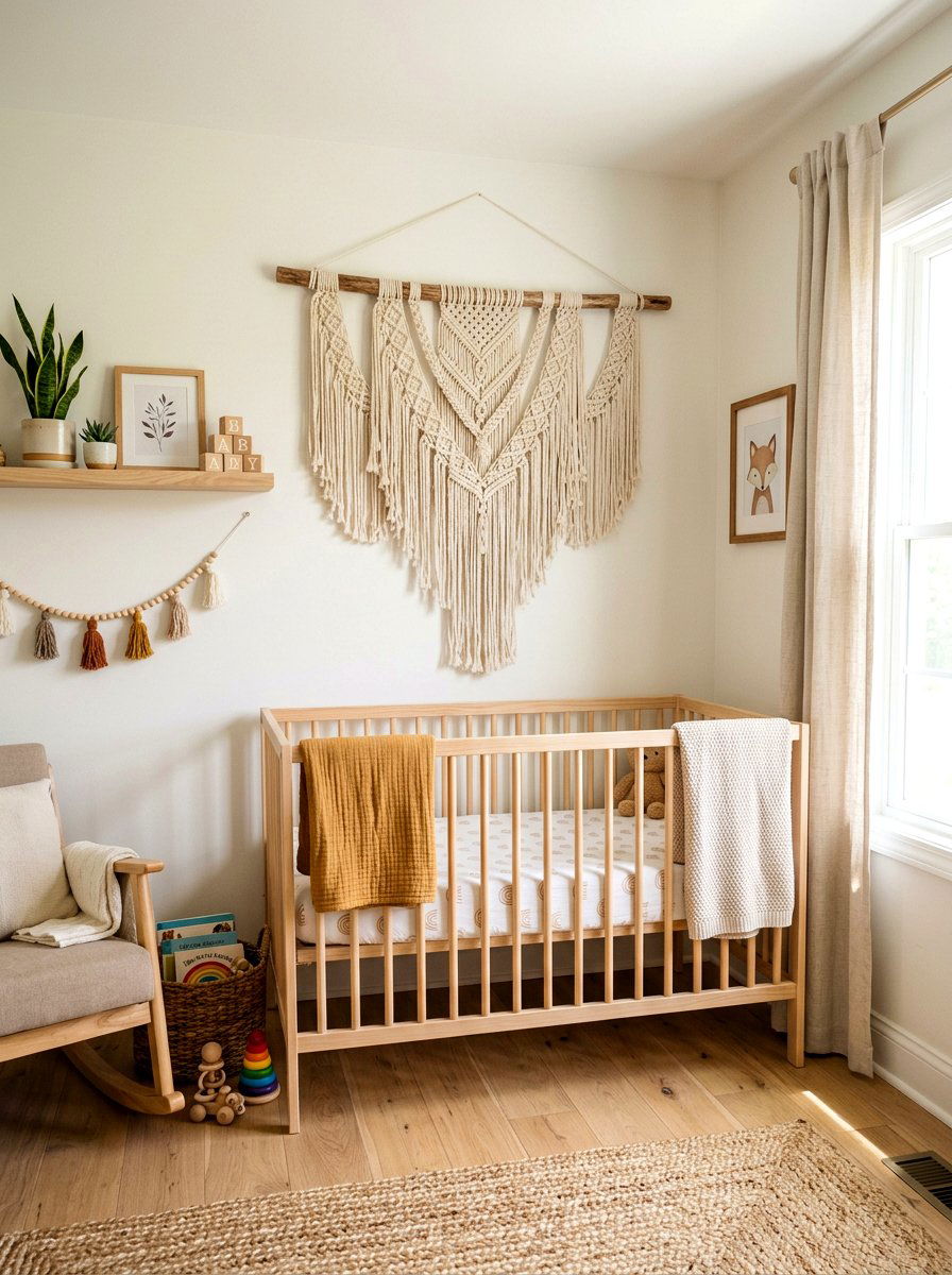 Macrame wall hanging nursery - 30 boho nursery ideas
