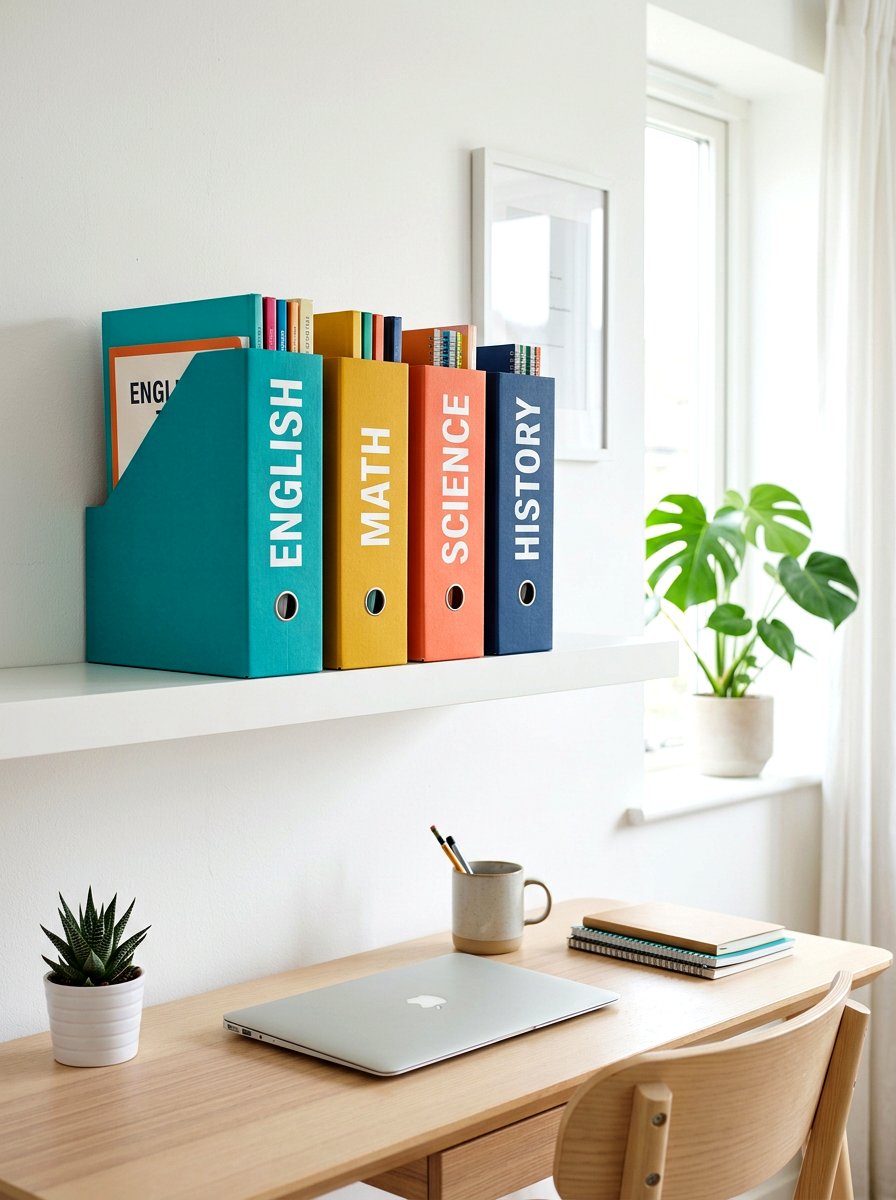Magazine File Holder - 30 school paper organization ideas