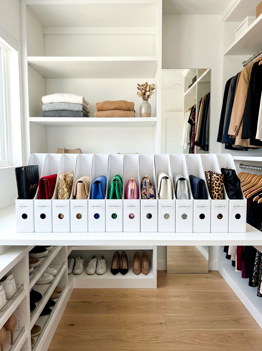 Magazine file holder - 30 handbag storage ideas