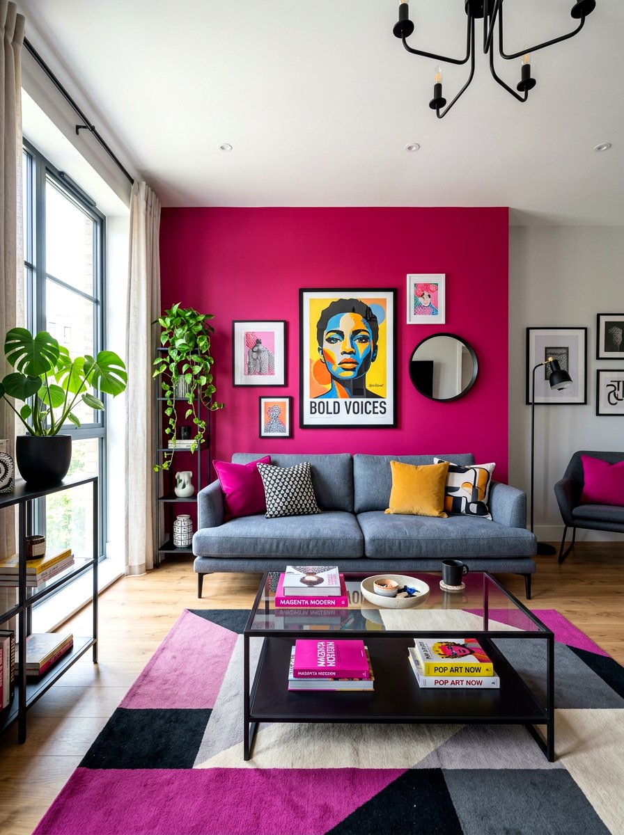 Magenta Living Room - 30 jewel tone lounge ideas