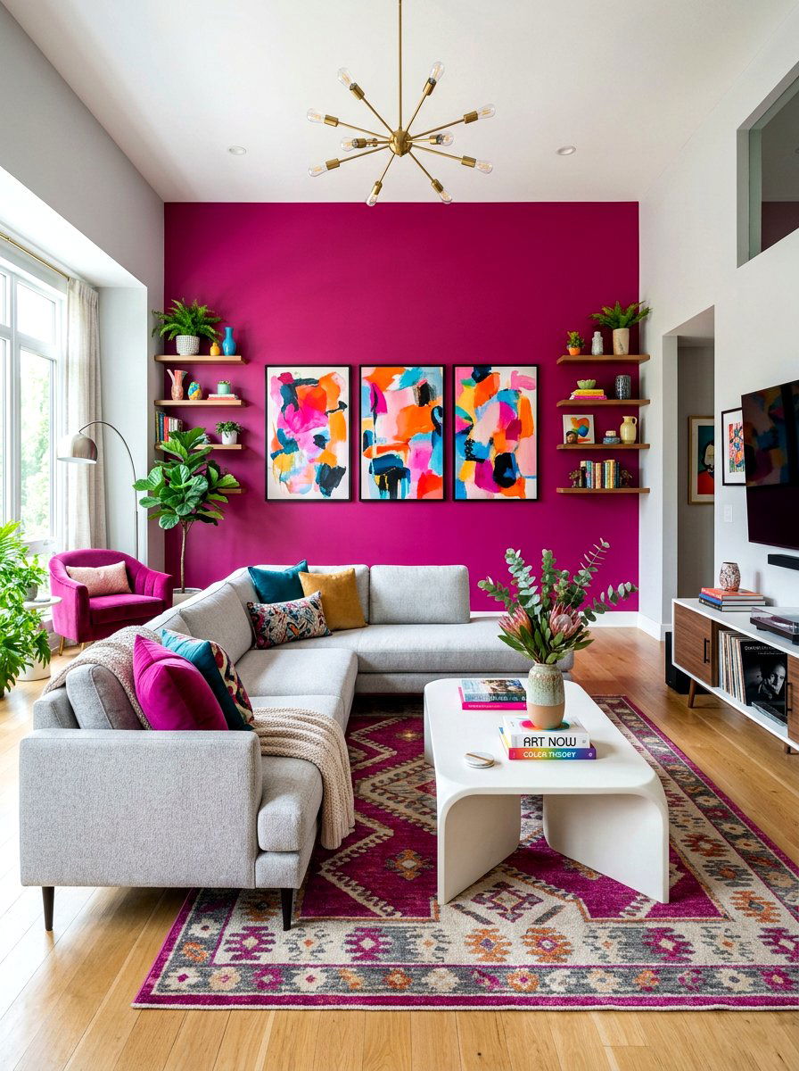 Magenta Living Room - 30 jewel tone living room ideas