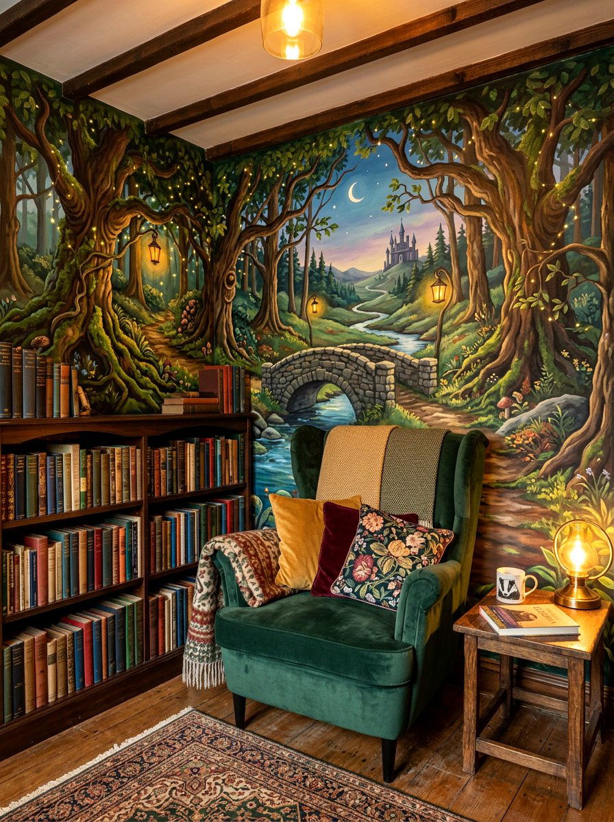 Magical Storybook Forest Mural - 30 woodland wall mural nursery ideas