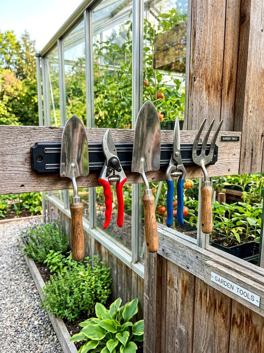 Magnet strip - 30 greenhouse storage ideas