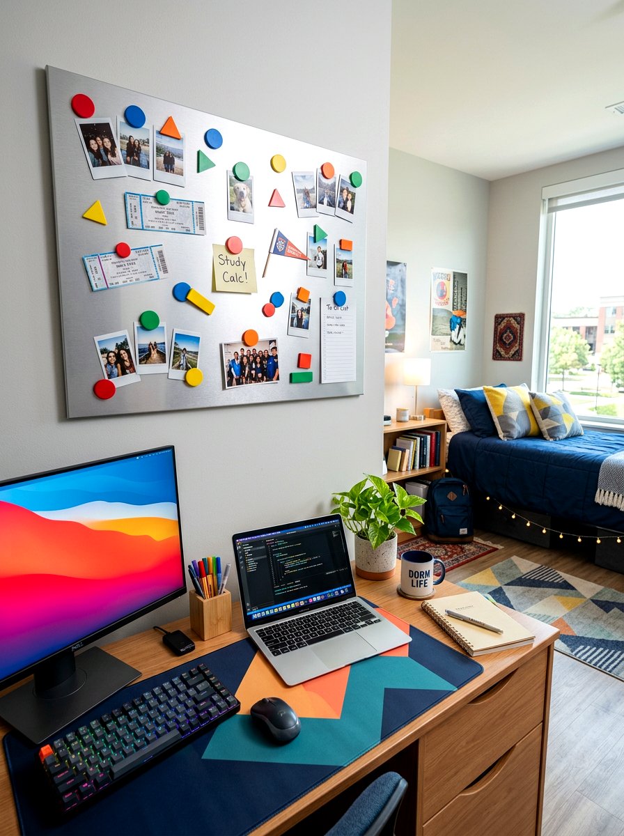 Magnetic Bulletin Board Organizer - 30 dorm wall decor ideas