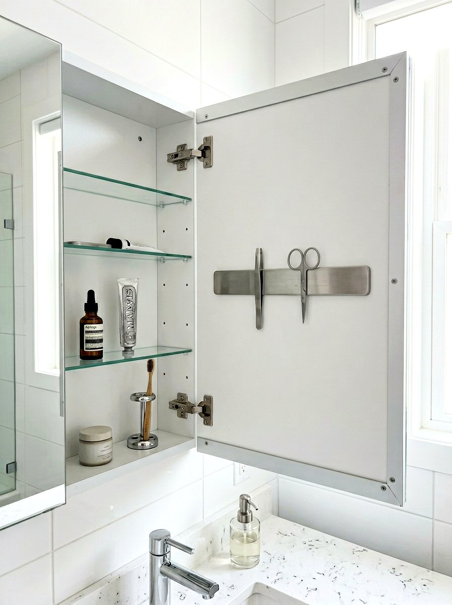 Magnetic Cabinet Door Tool Strip - 30 medicine cabinet organization ideas