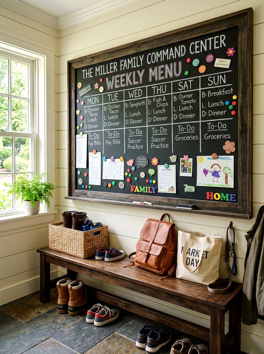 Magnetic Chalkboard Command Center - 30 command center wall ideas